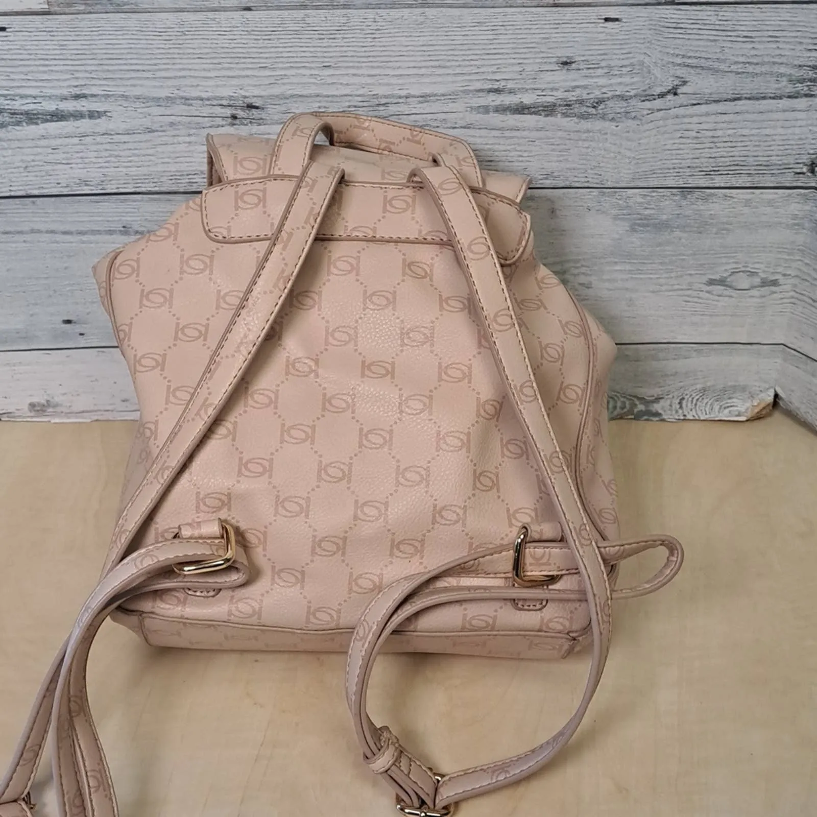 BEBE Blush Pink ALEXIS Signature Logo Travel Backpack Bag