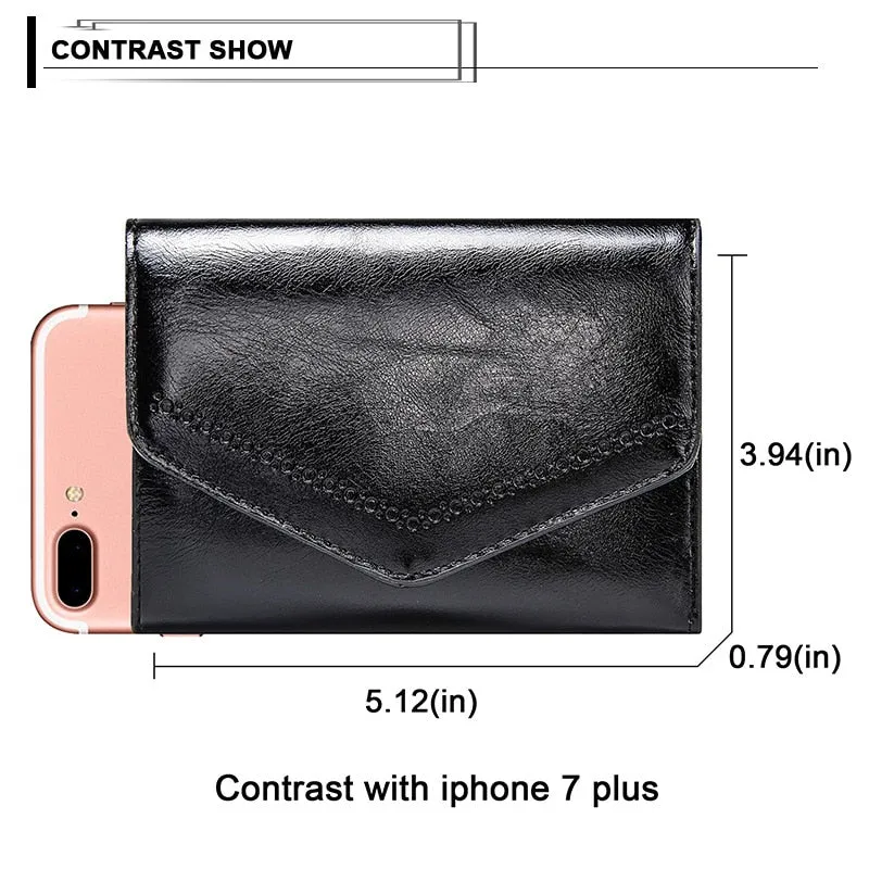 Envelope Women Wallet Patent Leather Ladies Short Coin Purse Women's Clutch Money Bags High Capacity Credit Card Holders Female